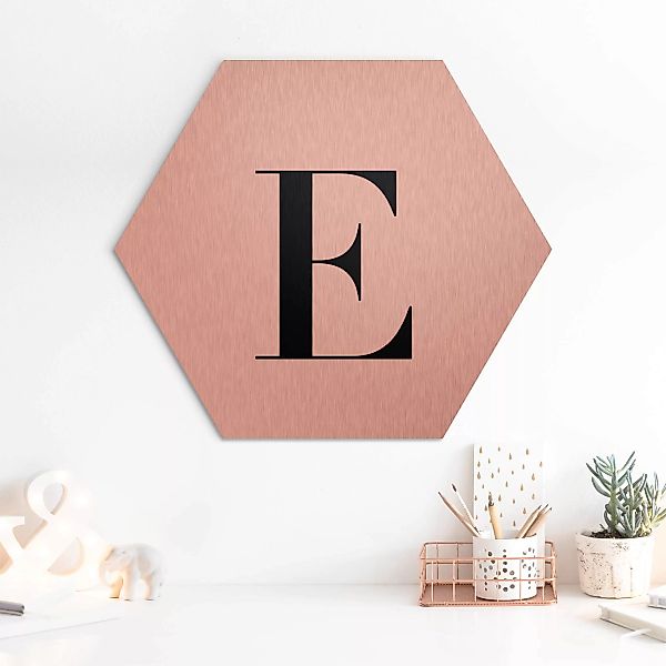Hexagon-Alu-Dibond Bild Buchstaben Buchstabe Serif Weiß E günstig online kaufen