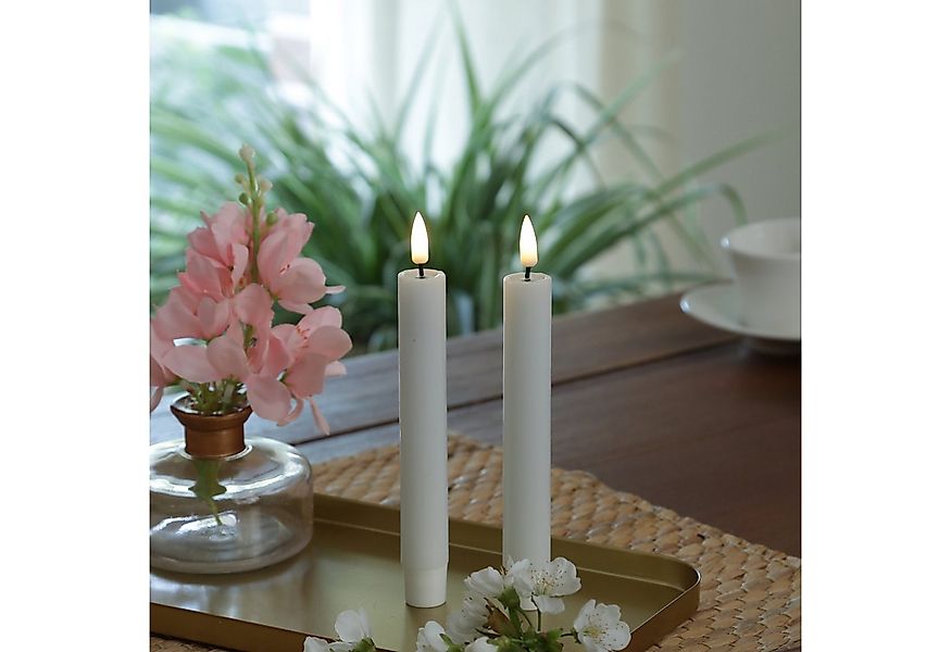 Deluxe Homeart LED-Kerze LED Stabkerzen Mia Tafelkerzen Echtwachs flackernd günstig online kaufen