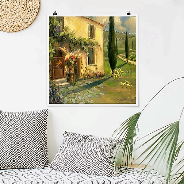 Poster - Quadrat Italienische Landschaft - Zypresse günstig online kaufen