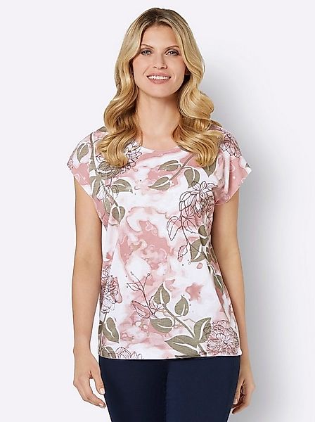 Sieh an! T-Shirt Rundhalsshirt . mit glänzendem Blumendruck günstig online kaufen