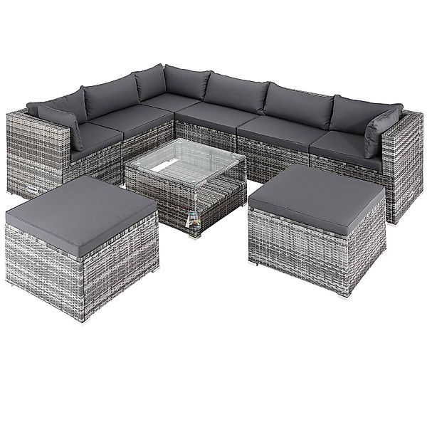 Polyrattan Ecklounge XXL Grau/Anthrazit inkl Kissen günstig online kaufen