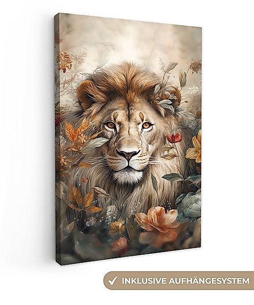 OneMillionCanvasses® Leinwandbild Löwe - Wildtiere - Pflanzen - Natur - Blu günstig online kaufen