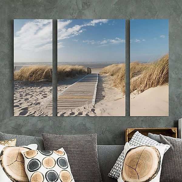 3-teiliges Leinwandbild Strand - Querformat Ostsee Strand günstig online kaufen