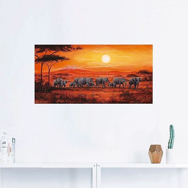 Artland Wandbild "Elefantenherde", Wildtiere, (1 St.) günstig online kaufen