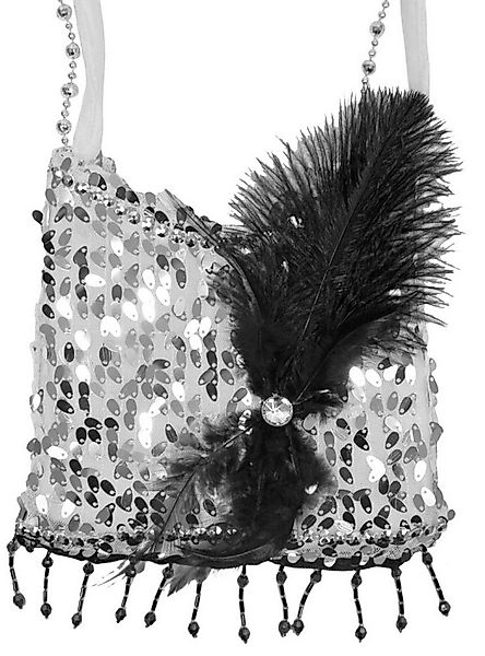 Das Kostümland Kostüm Charleston Pailletten Handtasche, Silber günstig online kaufen