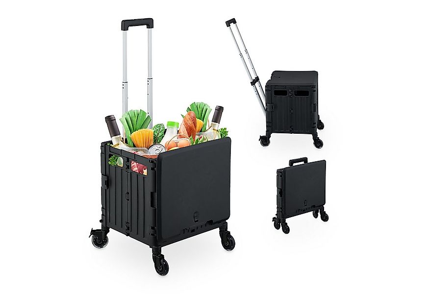 relaxdays Einkaufstrolley mit Deckel, schwarz günstig online kaufen