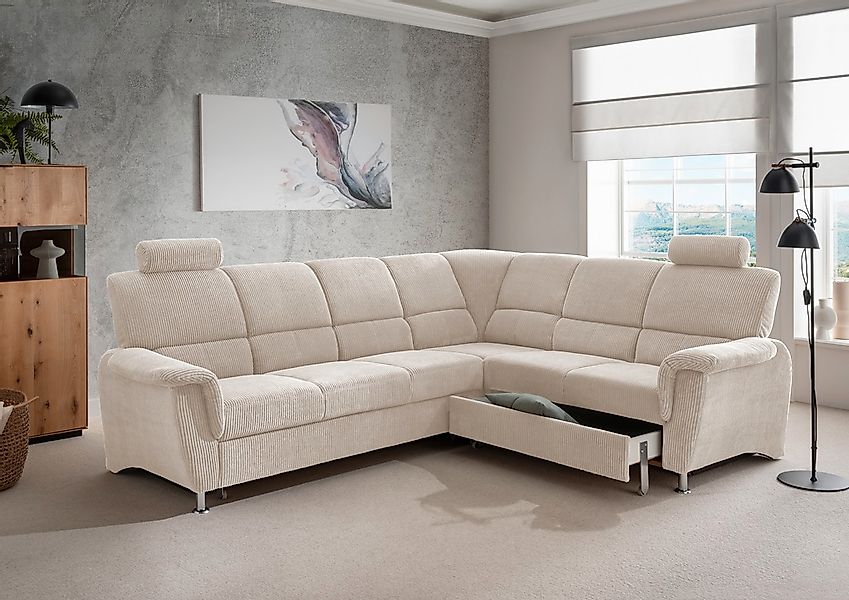 Home affaire Ecksofa »Pisa L-Form, mit Schlaffunktion, Stauraum, 2x höhenve günstig online kaufen