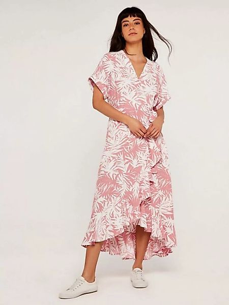Apricot Midikleid Silhouette Palm Leave Wrap Dress, in Wickeloptik günstig online kaufen