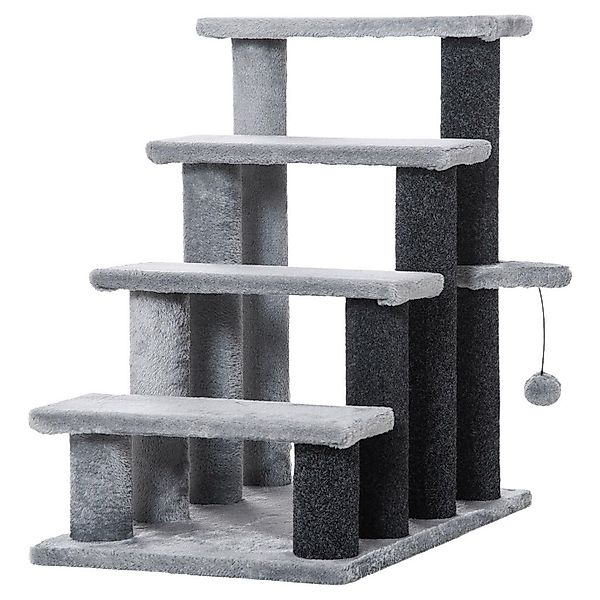PawHut 4-stufige Haustiertreppe m. Ball grau Polypropylen B/H/L: ca. 40x60x günstig online kaufen