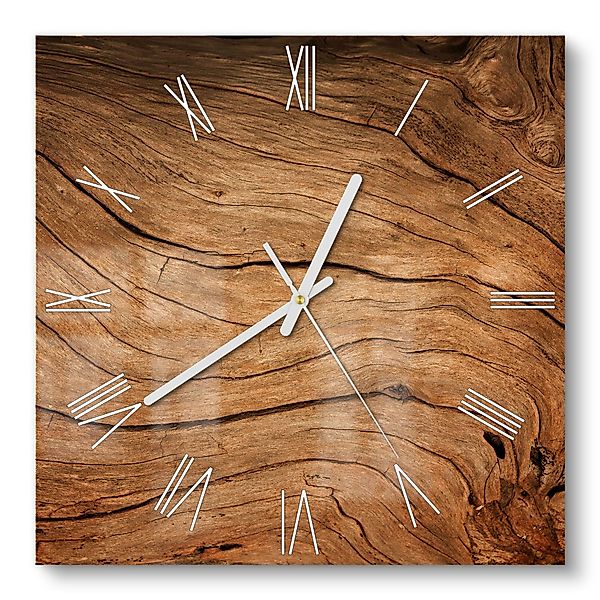 DEQORI Wanduhr 'Detaillierte Holzmaserung' (Glas Glasuhr günstig online kaufen