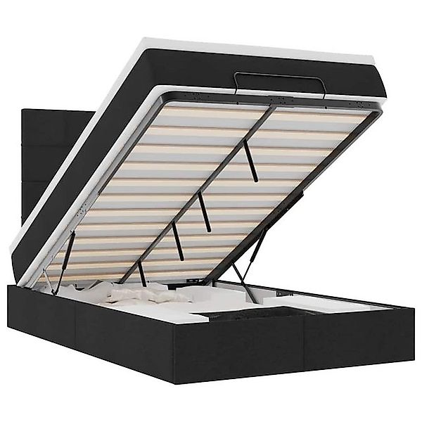 vidaXL Bett, Ottoman-Bett mit Matratze & LEDs Schwarz 120x190 cm Stoff günstig online kaufen