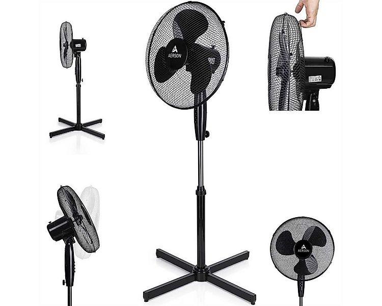 AERSON Standventilator Ventilator Ø40cm, höhenverstellbar bis 120cm, 3 Gesc günstig online kaufen