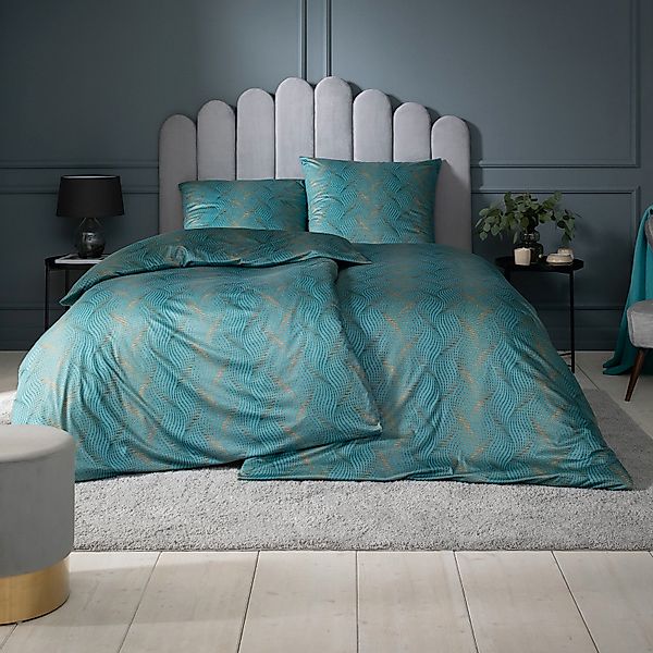 Estella Interlock Jersey Bettwäsche Ruben 6935-050 petrol 135x200 günstig online kaufen