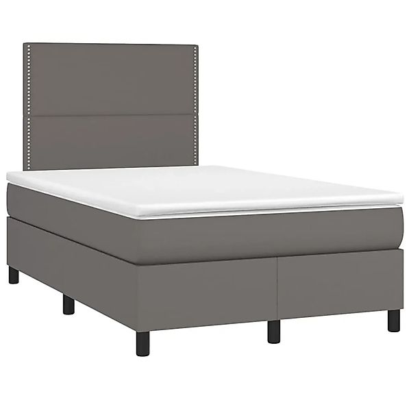 vidaXL Boxspringbett mit Matratze & LED Grau 120x190 cm Kunstleder 3270291 günstig online kaufen