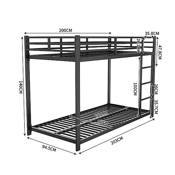Flieks Etagenbett, Kinderbett Metallbett Einzelbett mit Lattenrost und Leit günstig online kaufen