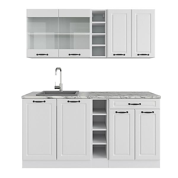 Vicco R-Line Singleküche Weiß Landhaus/Weiß 160 cm ohne Arbeitsplatte günstig online kaufen