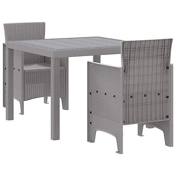 vidaXL 3-tlg Garten-Essgruppe Hellgrau Poly Rattan 3378687 günstig online kaufen