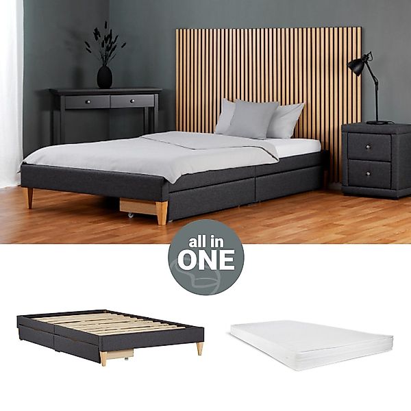 Homestyle4u Polsterbett 90x200 oder 140x200 Grau günstig online kaufen