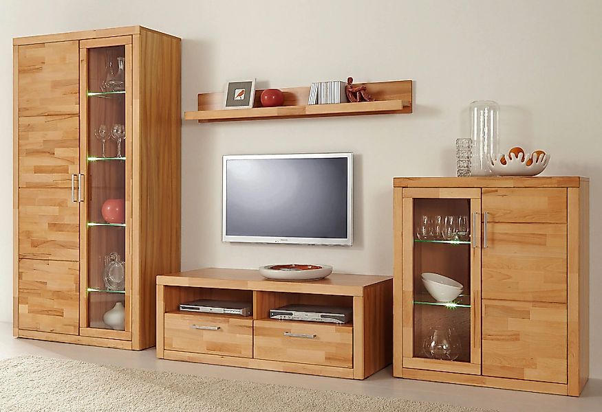 OTTO home Wohnwand "Logo,Fronten Massivholz,Korpus Holzwekstoff,viel Staura günstig online kaufen