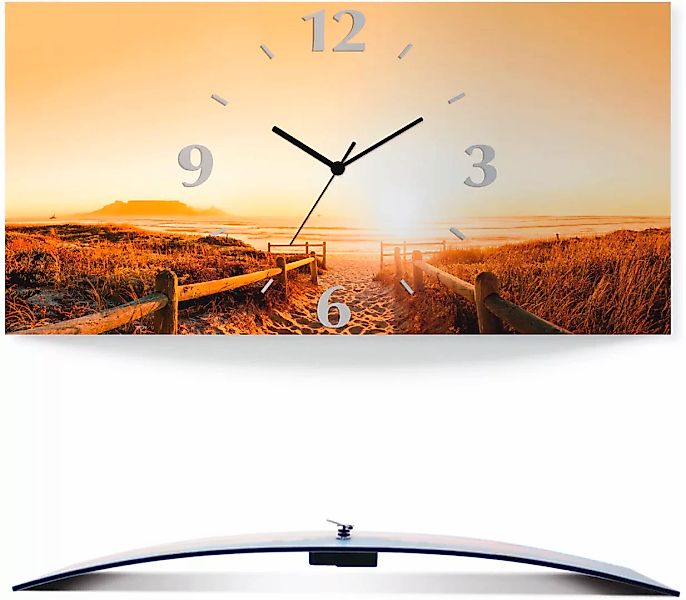 Artland Wanduhr "Sonnenuntergang Panorama Strand", 3D Optik gebogen, mit Qu günstig online kaufen