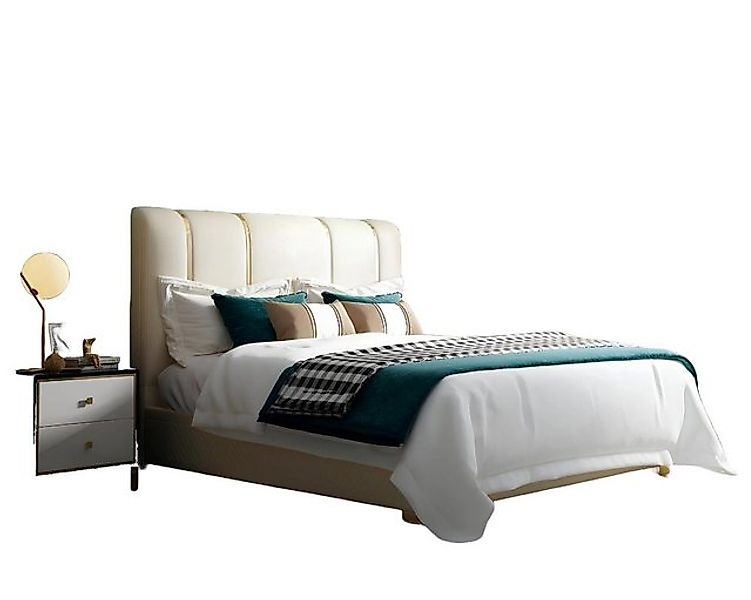 JVmoebel Bett Schlafzimmer Italienisches Leder Doppel Betten Metall Polster günstig online kaufen