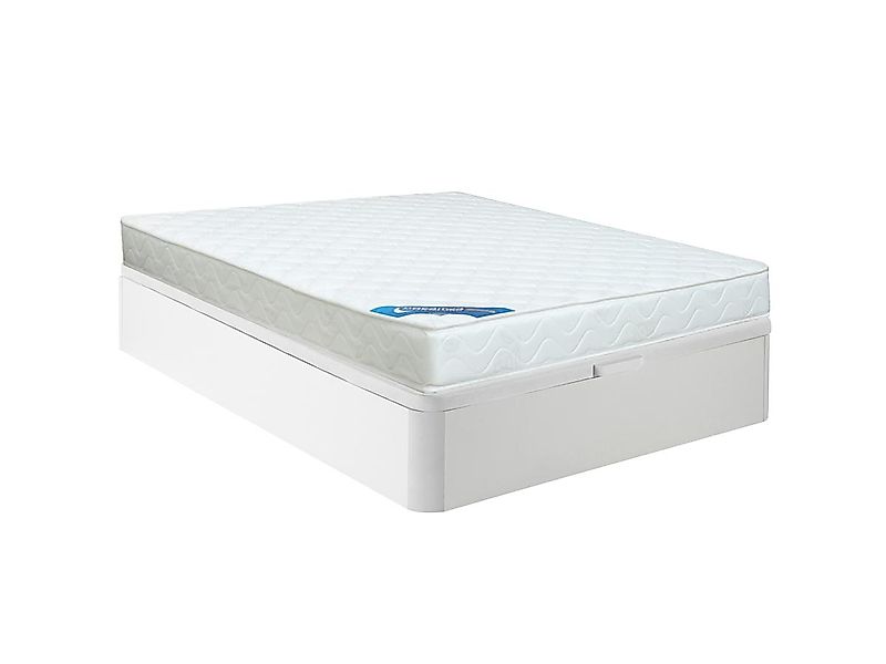 Set aus Bettgestell mit Bettkasten + Schaumstoffmatratze - 140 x 190 cm - S günstig online kaufen