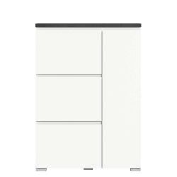 Hoher Schuhklappenschrank in Weiß und Dunkelgrau 127 cm hoch günstig online kaufen