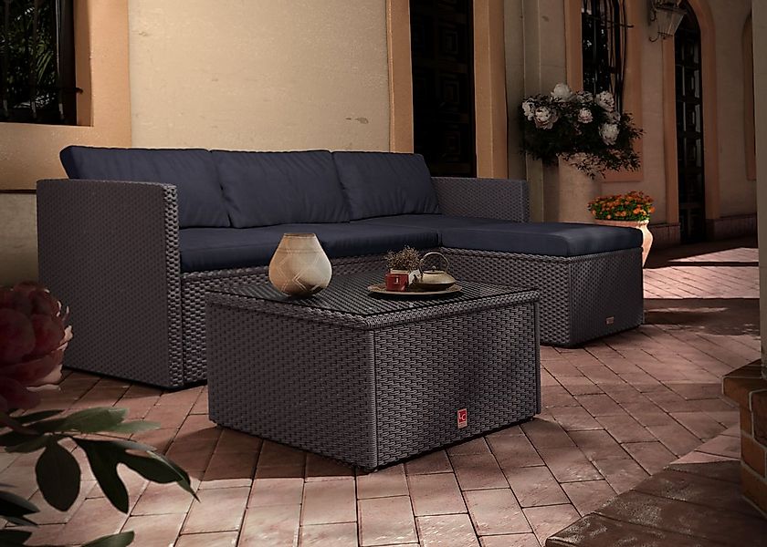 LC Garden Gartenlounge-Set Loungino« Poly Rattan Balkon Lounge Set Sofa + H günstig online kaufen