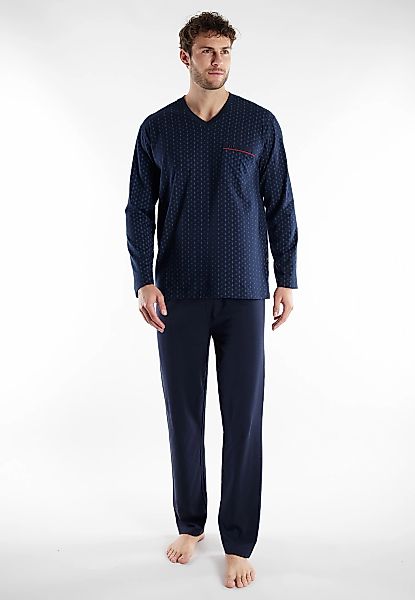 GÖTZBURG Schlafanzug "Kos" 2 tlg. mit Brusttasche, V-Ausschnitt und langen günstig online kaufen