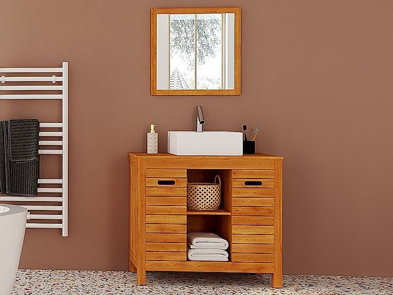 Waschbeckenunterschrank - Akazienholz - 90 cm - PULUKAN günstig online kaufen