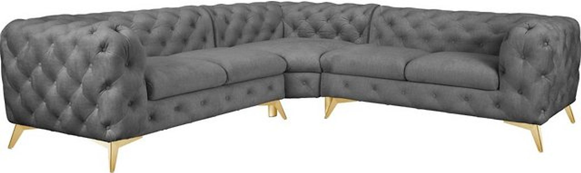 Leonique Chesterfield-Sofa "Ecksofa GLYNIS L-Form mit Wellenunterfederung, günstig online kaufen