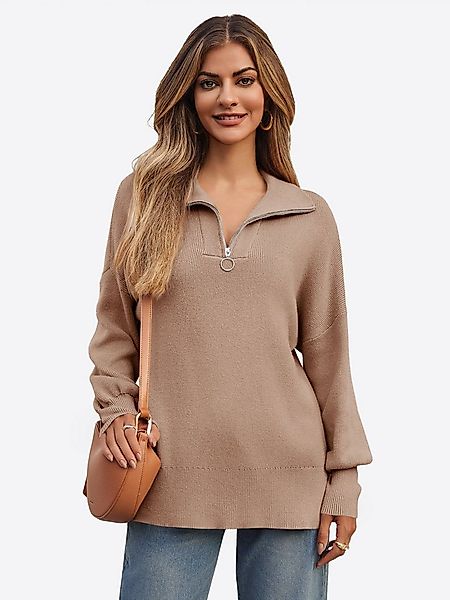 Imily Bela Sweater Damen Oversize-Pullover mit 1/4-Reißverschluss (Packung, günstig online kaufen