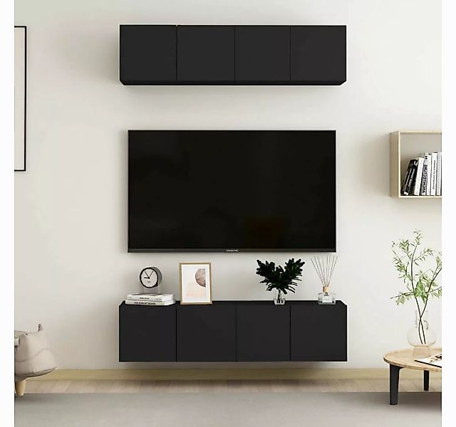 vidaXL TV-Schrank TV-Schränke 4 Stk Schwarz 60x30x30 cm Spanplatte Lowboard günstig online kaufen