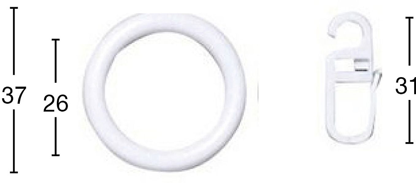 GARESA Gardinenring »Kunststoffring mit Haken«, (Set, 10 St., mit Faltenleg günstig online kaufen