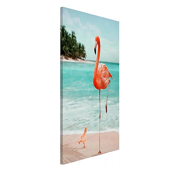 Magnettafel Strand - Hochformat 3:4 Strand mit Flamingo günstig online kaufen