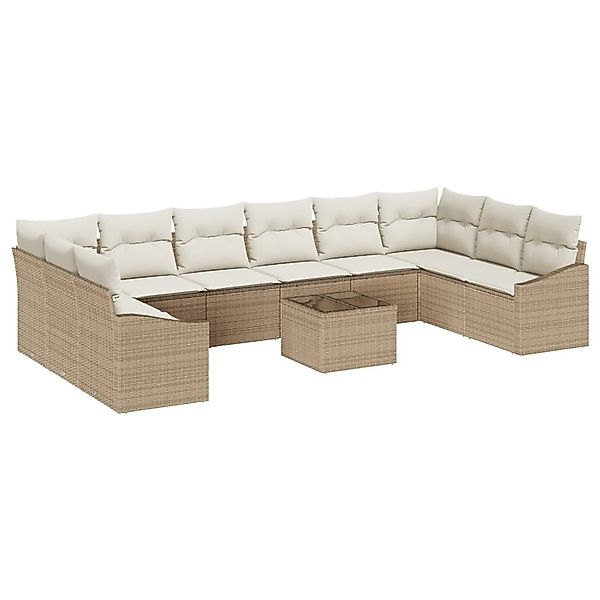 vidaXL Gartensofa-Set mit Speicher Beige und Creme Poly-Rattan 3355580 günstig online kaufen