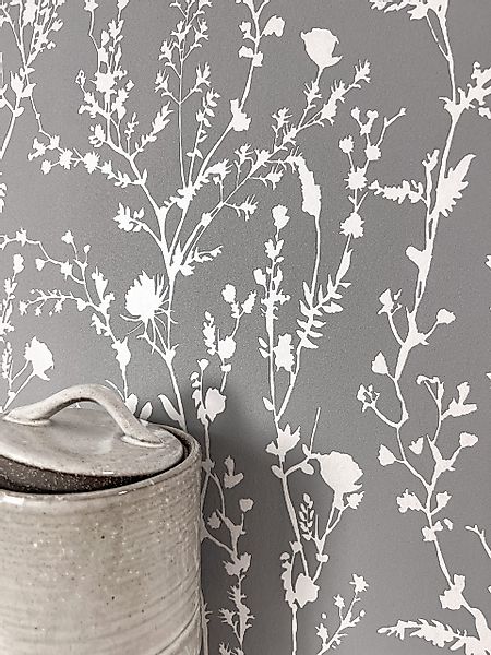 Newroom Vliestapete, Anthrazit Tapete Modern Blumen günstig online kaufen