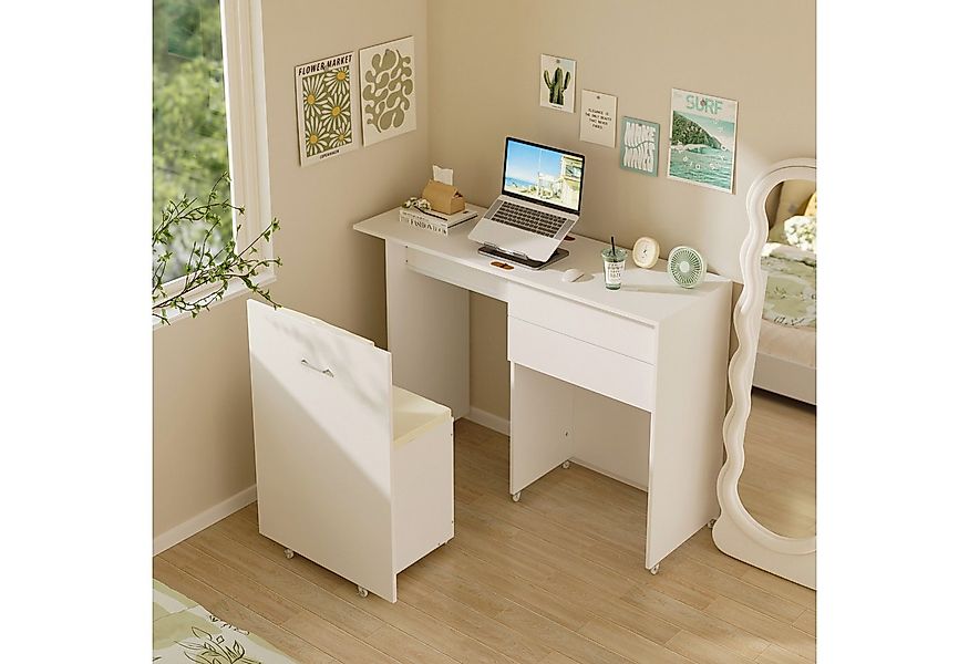 FUFU&GAGA Schreibtisch Multifunktionaler Schreibtisch mit Stauraumbank günstig online kaufen