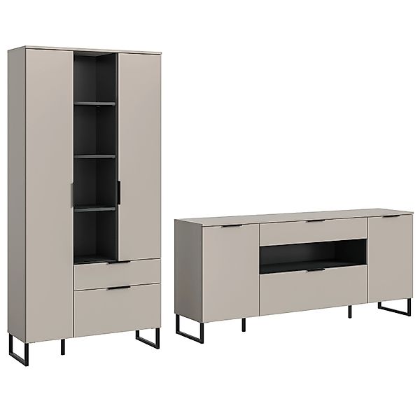 Inn.Furn Wohnwand  in Kaschmir und Schwarz 290 cm Morena günstig online kaufen