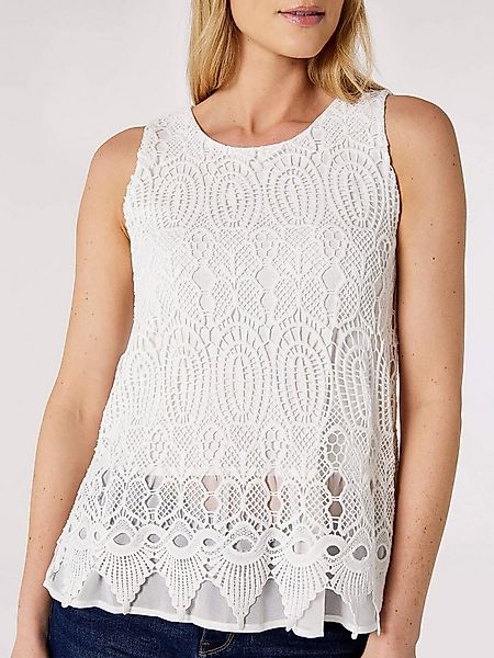 Apricot Klassische Bluse Crochet Maze Sequin Layered Top mit Spitze günstig online kaufen