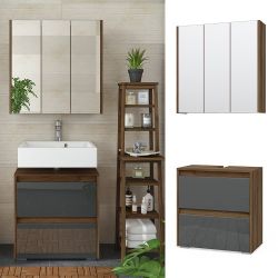 Vicco Badmöbel-Set Majest, Anthrazit/Nussbaum, 2 Teile, günstig online kaufen