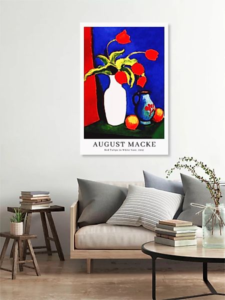 Poster / Leinwandbild - August Macke: Rote Tulpen In Weißer Vase - Ausstell günstig online kaufen