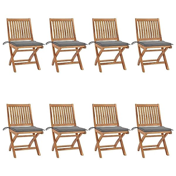 vidaXL Klappbare Gartenstühle mit Kissen 8 Stk Massivholz Teak 3072862 günstig online kaufen