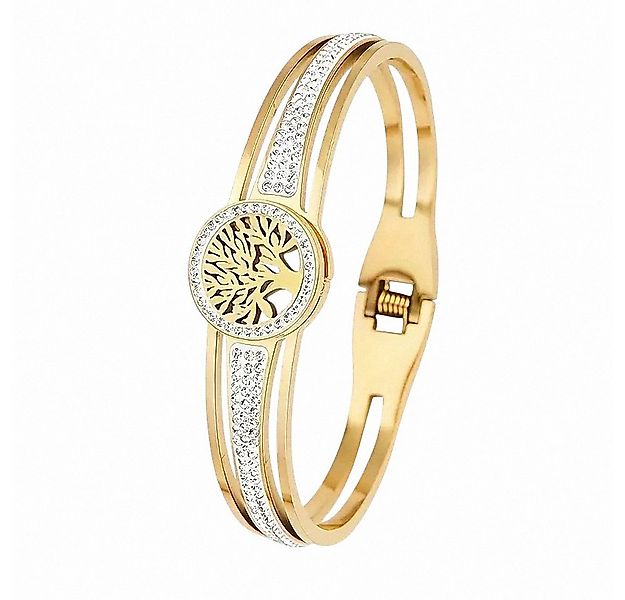 Taffstyle Armband Lebensbaum Damen Armband Edelstahl 18K vergoldet Strass E günstig online kaufen