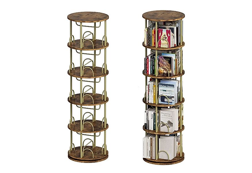 TWSOUL Bücherregal 5 Ebenen 20 Fächer Drehbares Standregal, Dekoregal, 163* günstig online kaufen