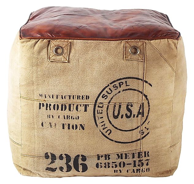 Kobolo Sitzwürfel Sitzpouf CANVAS quadratisch mit Aufdruck (1 Stück, Kunstl günstig online kaufen