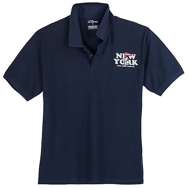 s.Oliver Rundhalsshirt s.Oliver XXL Poloshirt navy Peanuts™-Stickerei günstig online kaufen