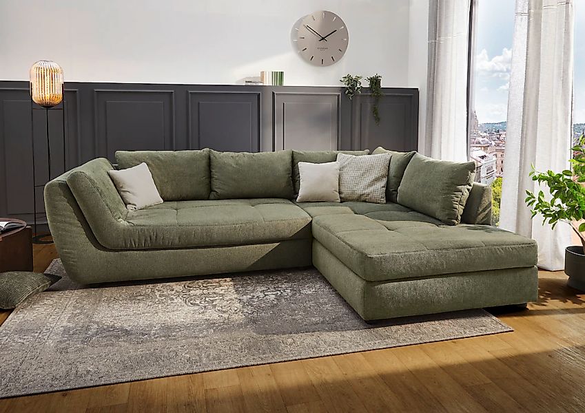 Jockenhöfer Gruppe Ecksofa "Rascasse L-Form, B: 322 cm" mit Zierkissen, XXL günstig online kaufen
