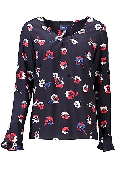 Gant Strickpullover Blauer Damenpullover mit V-Ausschnitt und Logo - Langar günstig online kaufen