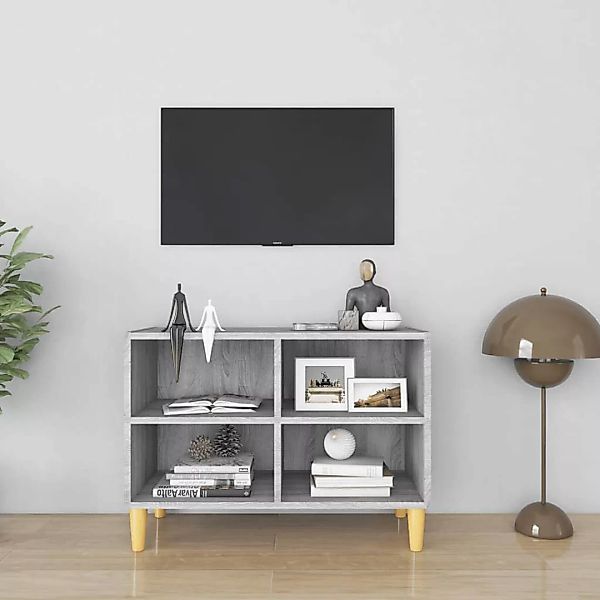 Vidaxl Tv-schrank Mit Massivholz-beinen Grau Sonoma 69,5x30x50 Cm günstig online kaufen